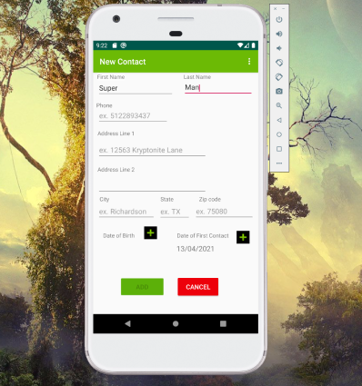 image of contact manager app
